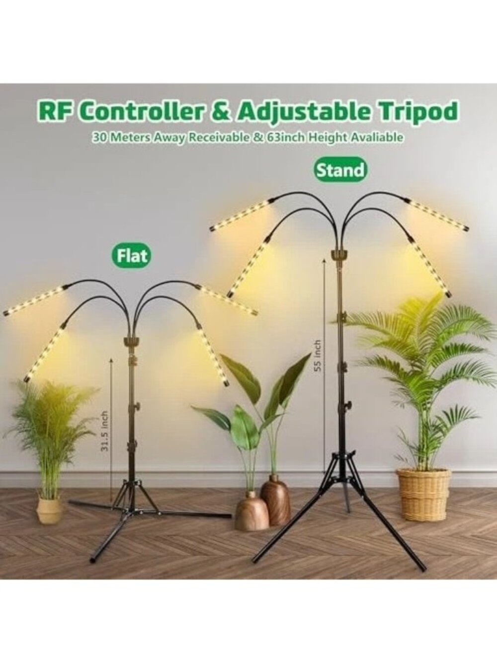 InFun Grow Light Adj Tripod Full Spectrum LED Controller 3 Modes Brightness